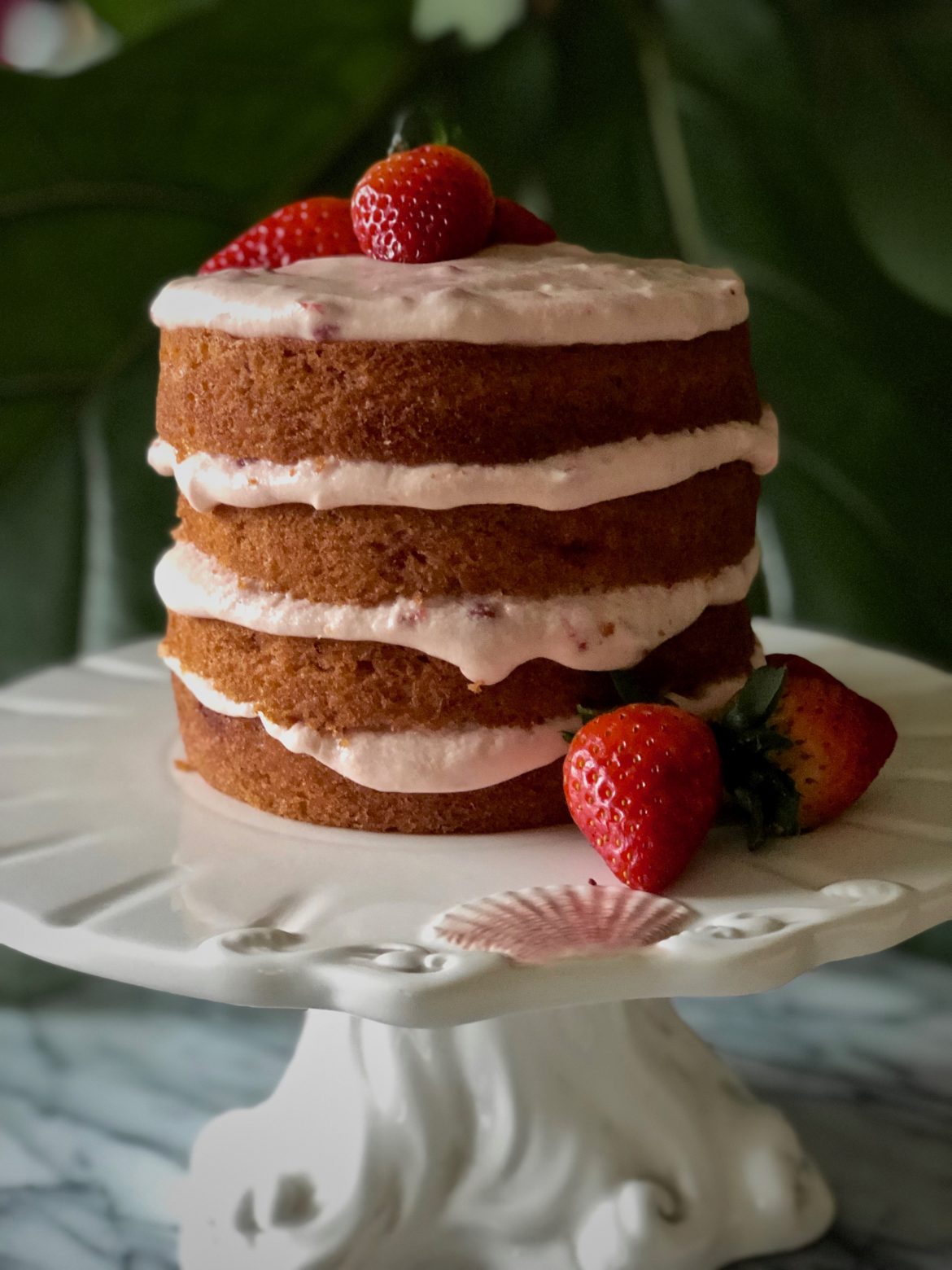 Rustic Strawberry Sweetheart Cake